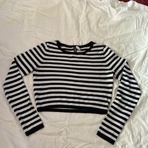 Divided by H&M black and white striped crop sweater